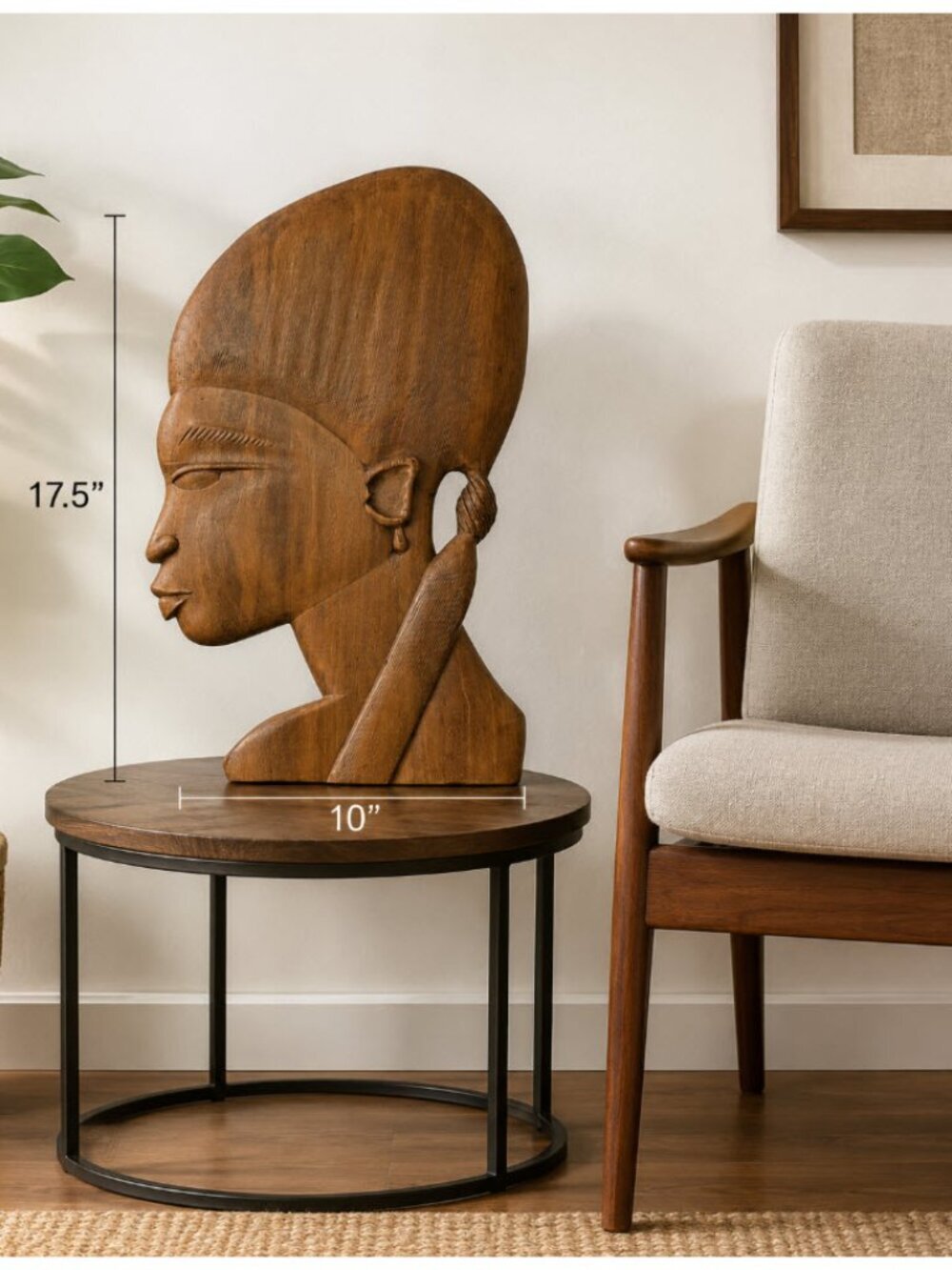 Wooden African Head Sculpture 17.5 X 10  BIG
